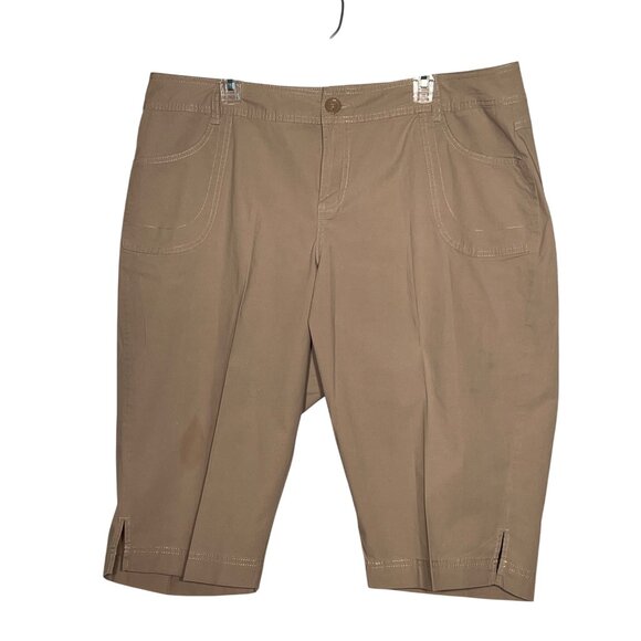 Lane Bryant Women's Beige Capri Pants Size 20 Stretch Cotton Pockets Summer - Picture 2 of 10
